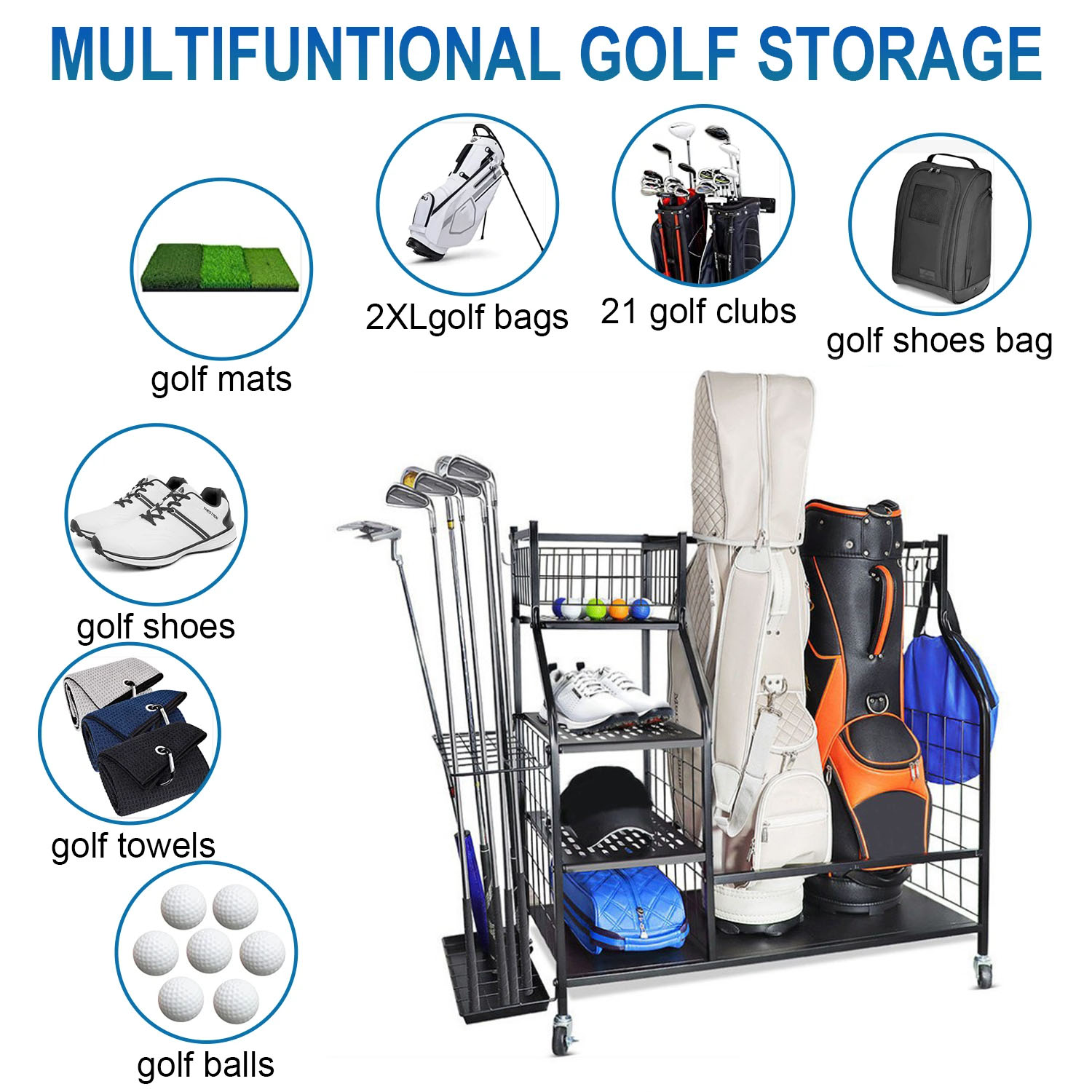 Golf Bag Storage Garage Organi - đánh giá và giá Sports Equipment Organizer Rack