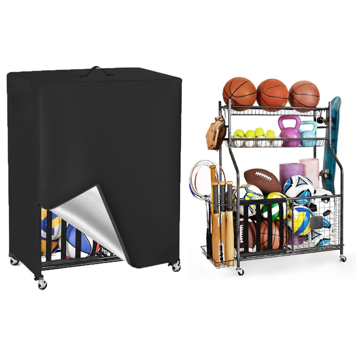 Basketball Rack Cover Garage S - đánh giá và giá Sports Equipment Organizer Rack